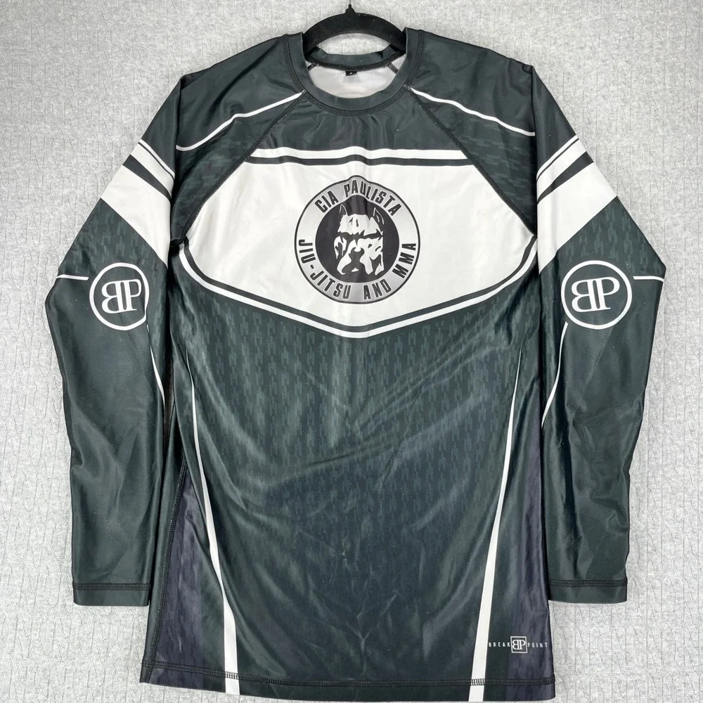 Break Point Rash Guard Men S Black Cia Paulista Jiu-Jitsu MMA Long‎ Sleeve UFC